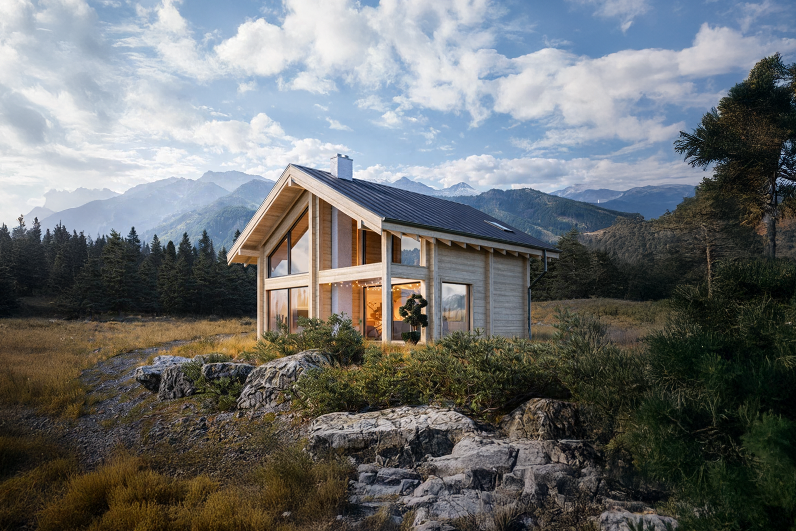 Maison en bois en construction
